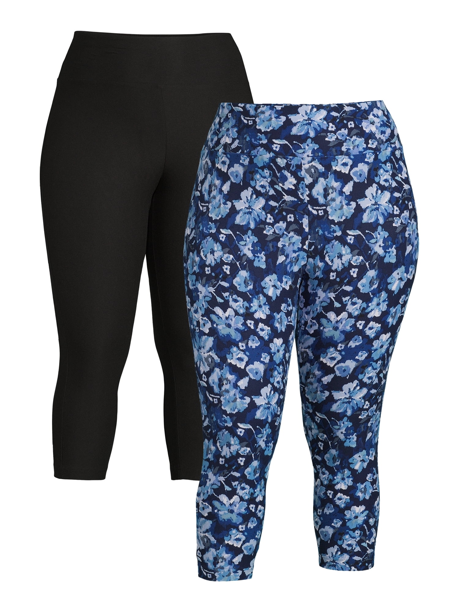 Terra & Sky Women’s Plus Size Printed Capri Leggings, 2Pack
