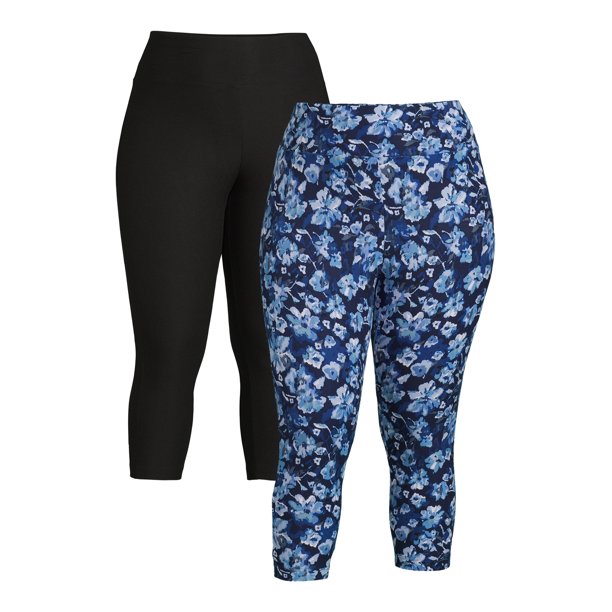 Terra & Sky Women’s Plus Size Printed Capri Leggings, 2Pack