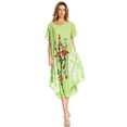 thumbnail image 5 of Sakkas Embroidered Painted Floral Cap Sleeve Cotton Dress - Green - One Size, 5 of 5