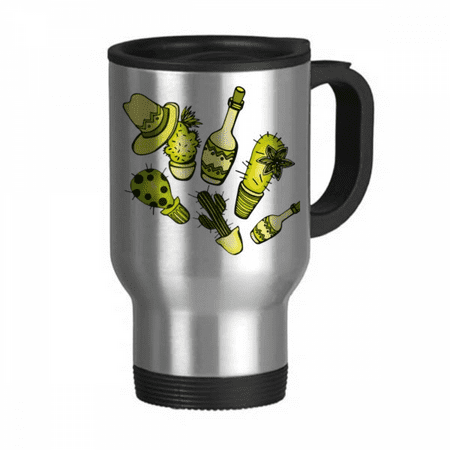 

Sombrero Mexico Desert Cactus Mexican Travel Mug Flip Lid Stainless Steel Cup Car Tumbler Thermos