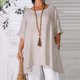 thumbnail image 2 of Blusa de Manga Corta Para Mujer, Elegante, Casual, de Talla Grande, Suelta, Sólida Odeerbi ODB161755, 2 of 8