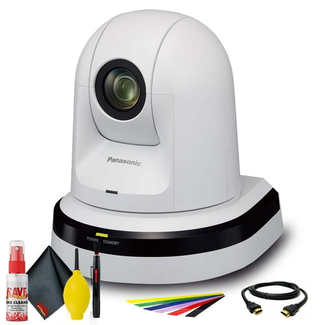 Panasonic Full-HD 20X PTZ 3GSDI Camera (white) (AW-HE42WPJ) + Deluxe Cleaning Set + HDMI Cable + Velcro Straps -Base Bundle