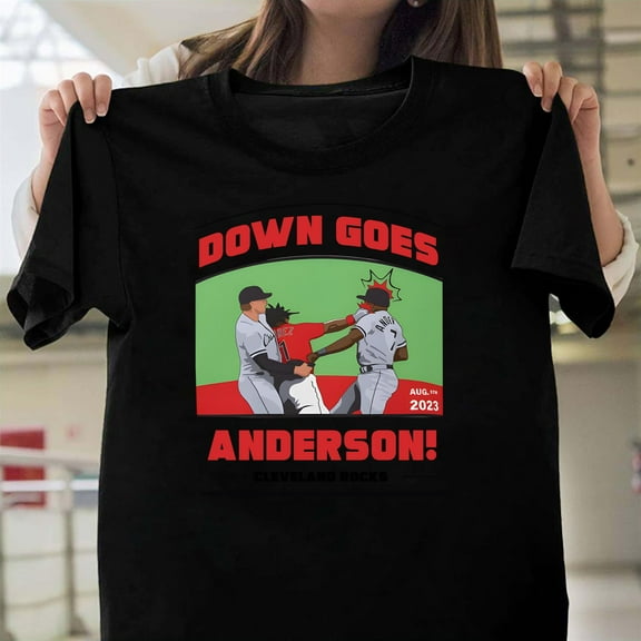 Down Goes Anderson Funny Boxing Graphic Unisex T-Shirt, Cleveland Baseball Fan Gift G0137, Up to Size 5XL
