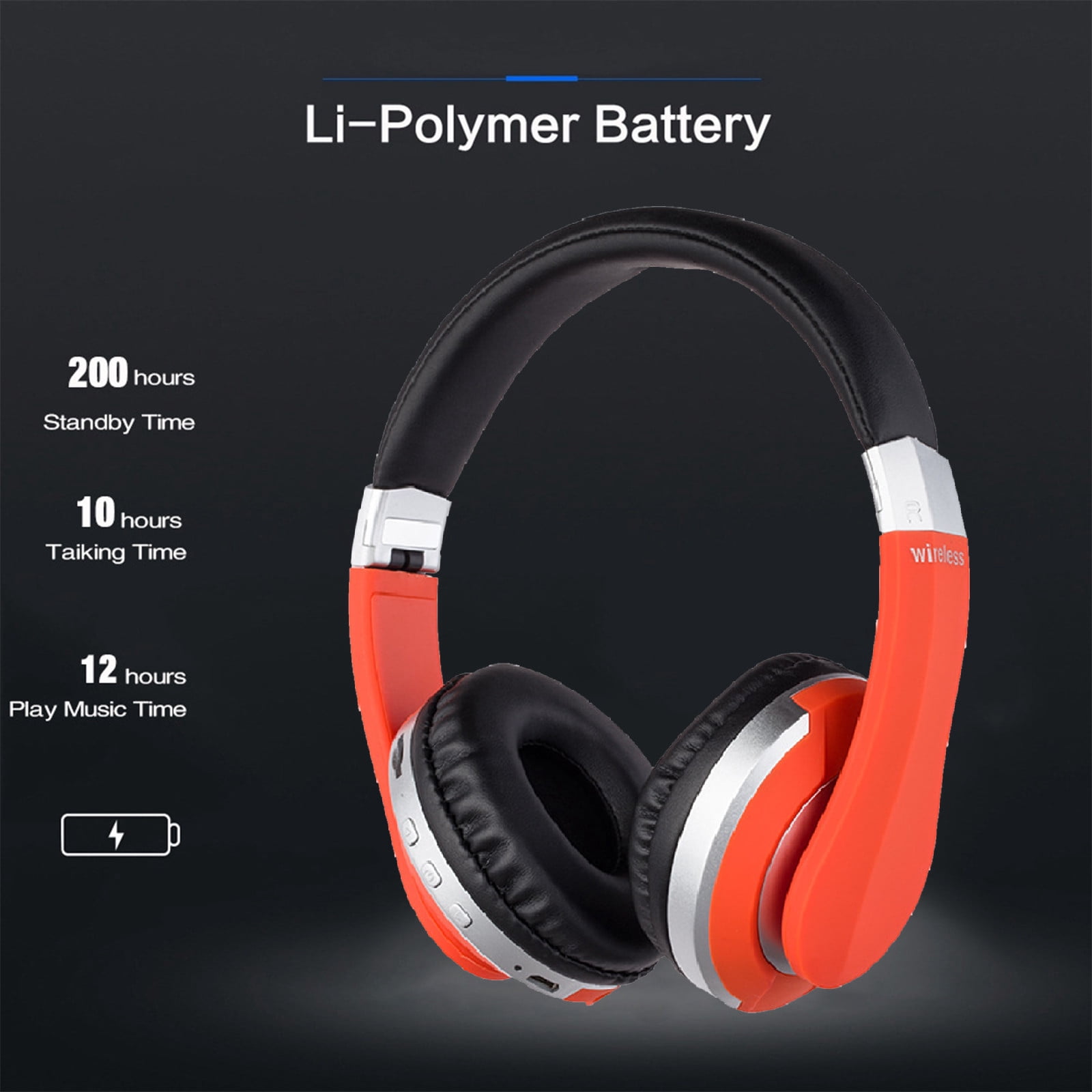 Wireless Headphones Over-Ear Headphones Active Noise Cancelling Bluetooth Headphones with Microphones, 42 Hours Playtime, HiFi Audio Adjustable Headphones for iPhone/Android/Samsung - Red