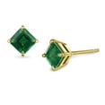 thumbnail image 2 of 14k Yellow Gold Plated Over Sterling Silver 3 Ct Square Created Emerald Stud Earrings, 2 of 2