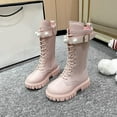 thumbnail image 4 of lnmuld Boots for Girls Stylish Girls High Top Ankle Winter Boots with Elegant Pearl Buckle Design for Youth Casual and Dress Occasions Size:10-10.5 Years, 4 of 9
