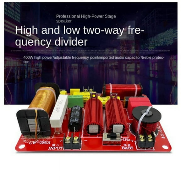 500W 2-Way Audio Speaker Divider 3200Hz Adjustable High and Low Frequency Divider Hifi High Fidelity Crossover Filter
