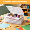 thumbnail image 2 of 4 Pcs Scrapbook Paper Storage Box, 12.5 x 9.4 x 0.9 in Transparent Frosted Stackable Plastic Document Organizer for A4 Paper, Important Certificates, Craft Supplies, Home Office Use, 2 of 6