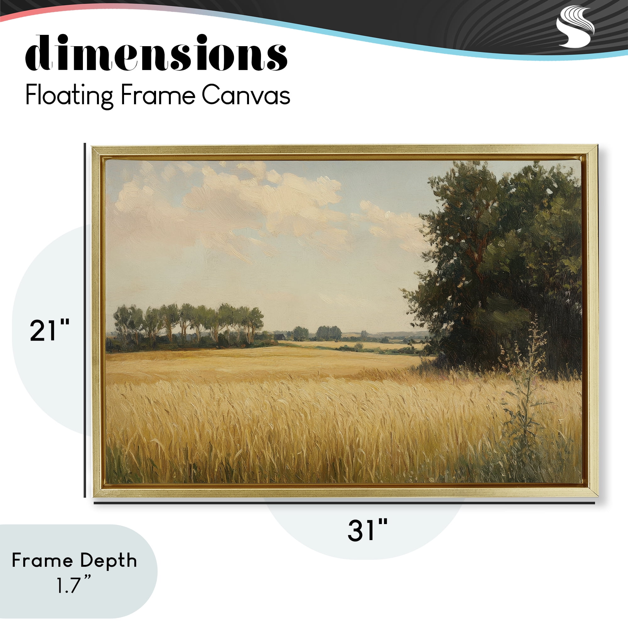 Stupell Industries Where The Wheat Grows Gold Framed Floater Canvas Wall Art, design by Petal Prints Design