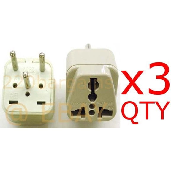 3PK Israel Plug Adapter Universal Output Socket 3 Prong Adaptor