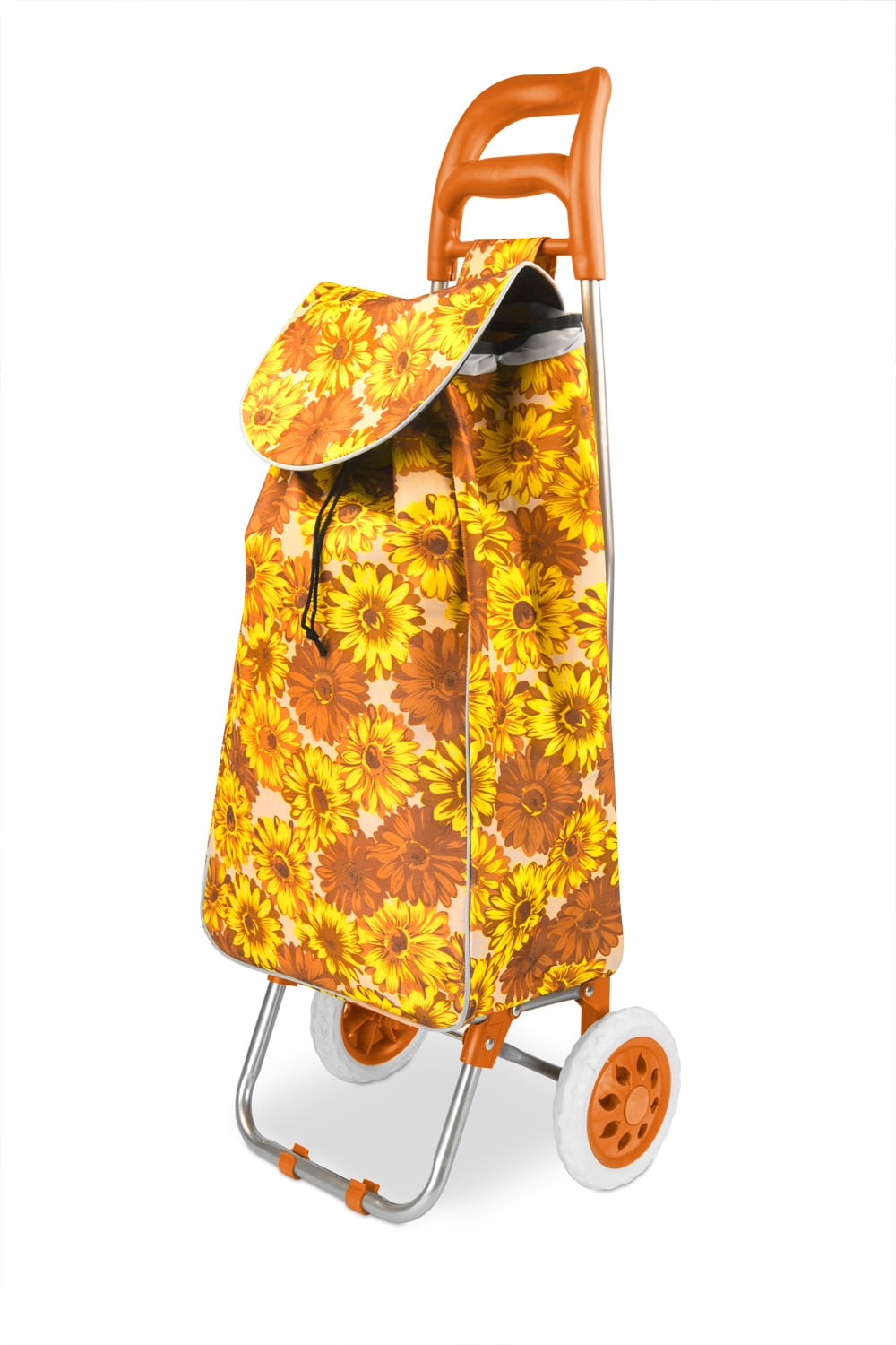 Home Basics Floral Printed Rolling Shopping Cart, Green