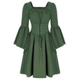 thumbnail image 1 of HNMKIU Robe à Manches Trompette Élégante pour Femmes Tenue de Fête à Thème Historique Vert,TG, 1 of 3