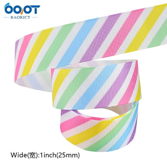 AUQ Easter Striped Wired Ribbon Polyester Ribbon For Present Wrapping Floral Bouquets Ribbon For Craft And Holiday Decorations