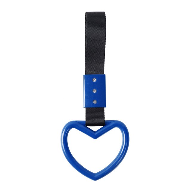 JDM coche modificado decorativo advertencia anillo parachoques trasero advertencia coche mano tirar anillo (cinturón negro-Corazón azul) TXW#691675.03