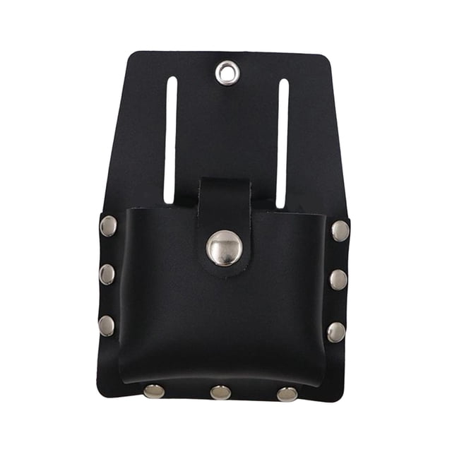 Soporte compacto para cinta métrica, portaherramientas para cinturón, ideal para reparadores, mecánicos y fontaneros. Negro