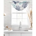 thumbnail image 4 of Waterfall Valances for Windows, Teal Blue Coastal Kitchen Sheer Valance Curtains, Sea Turtle Nautical Coral Summer Beach Rod Pocket Elegant Swag Valances for Living Room Bedroom, 47.2"x38.5", 2 Panel, 4 of 8