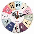 thumbnail image 1 of Vintage Round MDF Clock - Battery Not Included, -use Wall/Table Decorative Clock with Stylish Patterns, Eco-friendly Timepiece for Bedroom, Living Room, Office, Perfect Housewarming or Wedding, 1 of 6