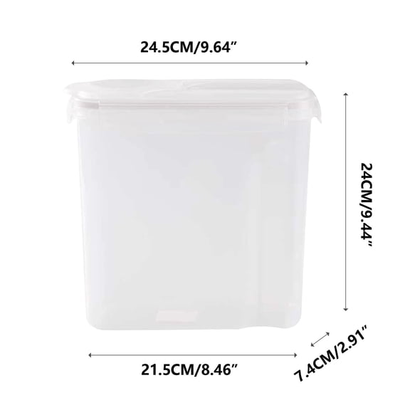 4L Airtight Food Storage Container | Large Kitchen Grain Jar with Locking Lid | Dry Goods Organizer for Rice, Flour & Spices | 24.5 x 7.5 x 24cm | Food-Grade Plastic | Clear Measuring Canister