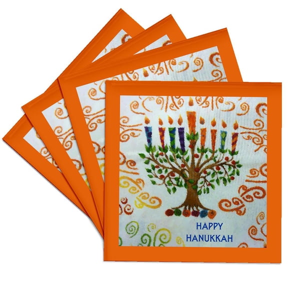 3drose, Hanukkah Menorah, Set of 4 Ceramic Tile Coasters