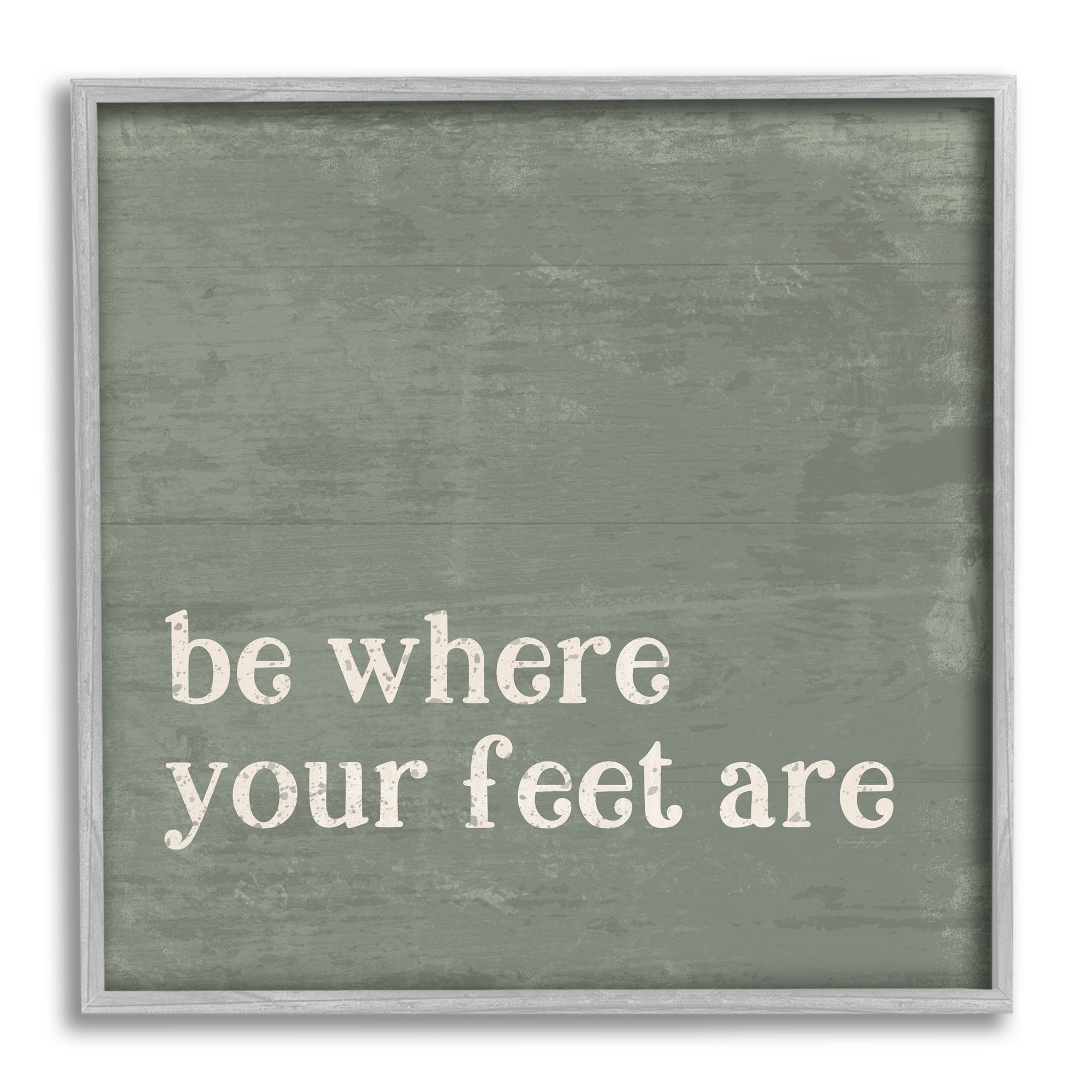 Stupell Industries Stay Grounded Inspiring Rustic Typography Phrase Graphic Art Gray Framed Art Print Wall Art, Design by Jennifer Pugh