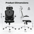 thumbnail image 2 of Farini Ergonomic Office Chair,Home Office Desk Chair with Adjustable Lumbar Support and Armrests,Comfy Computer Desk Chair with Headrest,for Home and Office, White & Black, 2 of 7
