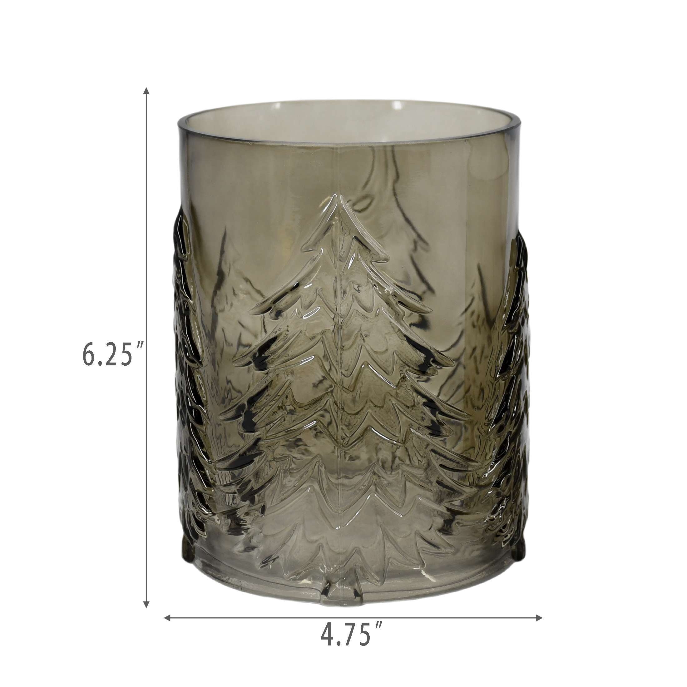 Medium Brown Glass Tree Pattern Christmas Pillar Candle Holder, 6.3", by Holiday Time