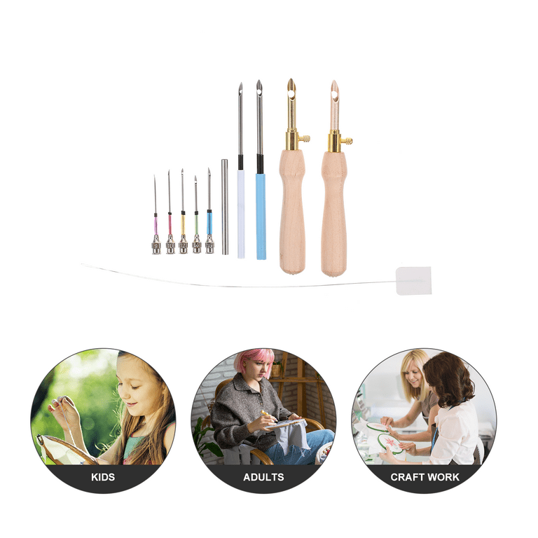 SEWACC 2 Sets Stamp Show Needle Pointing Kit Beginners Punch Embroidery Kit  for Beginners Punch Needle Kits Hand Molds Embroidery Tools Kids Hand