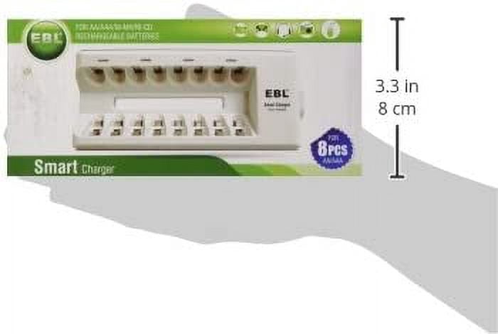 EBL 2800mAh Ni-MH AA Rechargeable Batteries 1.2V (8 Pack) and Rechargeable AA AAA Battery Charger