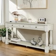 thumbnail image 3 of Tcbosik Console Table with 3 Drawers, 63 Inch Entryway Table with Open Shelf, Narrow Sofa Table for Living Room, Hallway, Foyer, Antique White, 3 of 11