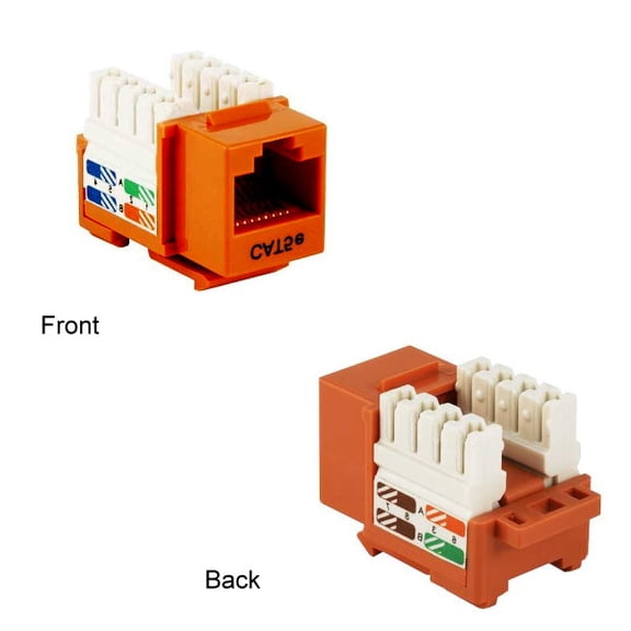 Kentek CAT5e Punch Down Keystone Jack RJ45 Category 5E Ethernet Network 110 Type Orange