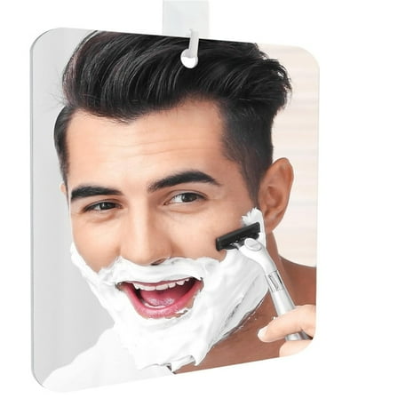 Shower Mirror Fogless for Shaving, Fogless Mirror for Shower with 1 Adhesive Hooks, Bathroom Shatterproof Shaving Mirror - for Men and Women (Silver)