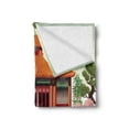 thumbnail image 2 of Vintage China Soft Flannel Fleece Blanket, Chinese Building Illustration in Lively Colors Landscape and Pink Asia Plants, Cozy Plush for Indoor and Outdoor Use, 70" x 90", Multicolor, by Ambesonne, 2 of 5