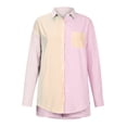 thumbnail image 3 of Primavera y verano de dos piezas que bloquean el color de un solo pecho camisa de solapa de manga larga pantalones cortos traje informal de moda suelta Wmkox8yi bvn2684, 3 of 4