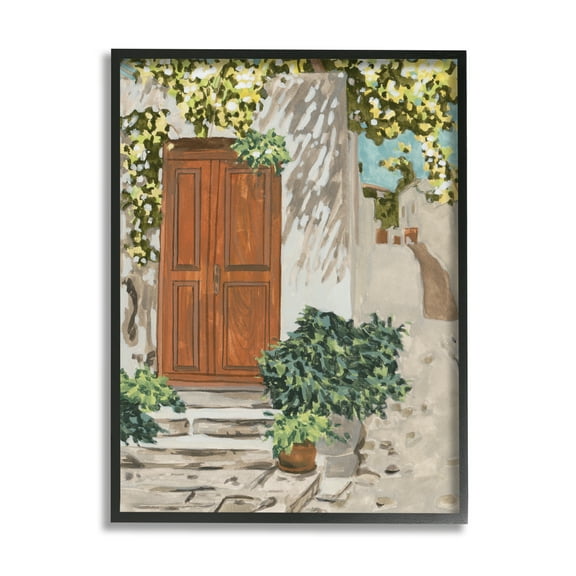 Stupell Industries Cottage Doorway Botanicals Travel & Places Painting Black Framed Art Print Wall Art, 11 x 14