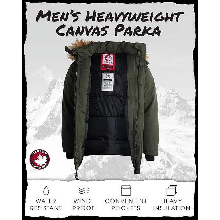 CANADA WEATHER GEAR Men's Winter Coat - Heavyweight Teflon Canvas Parka Jacket (M-XXL) CANADA WEATHER GEAR Men's Winter Coat - Heavyweight Teflon Canvas Parka Jacket (M-XXL)