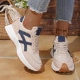thumbnail image 2 of Rokment Vintage Fashion Sneakers for Women Comfortable Leather Suede Patchwork Athletic Non Slip Running Walking Tennis Skate Shoes Height Increasing White Size 9, 2 of 6
