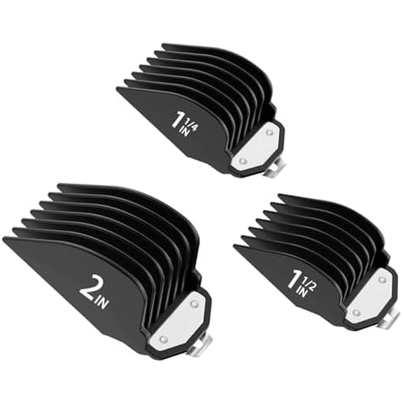 Clipper Guards for Wahl, Hair Clipper Attachments Set 10 12 16 with  Clip, 3  Lengths 1.25 inch/1.5 inch/2 inch,  Large Trimmer Combs Fits  Full Size Wahl Clippers (3PCS, Black)