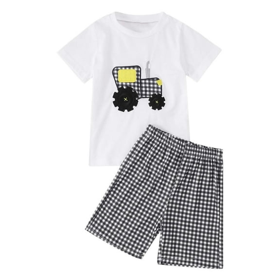 Gerichy Boys Summer Outfits 2023 Cute White Top And Green Shorts Kids Name Brand Teen Boys Two Piece Sets Clothing