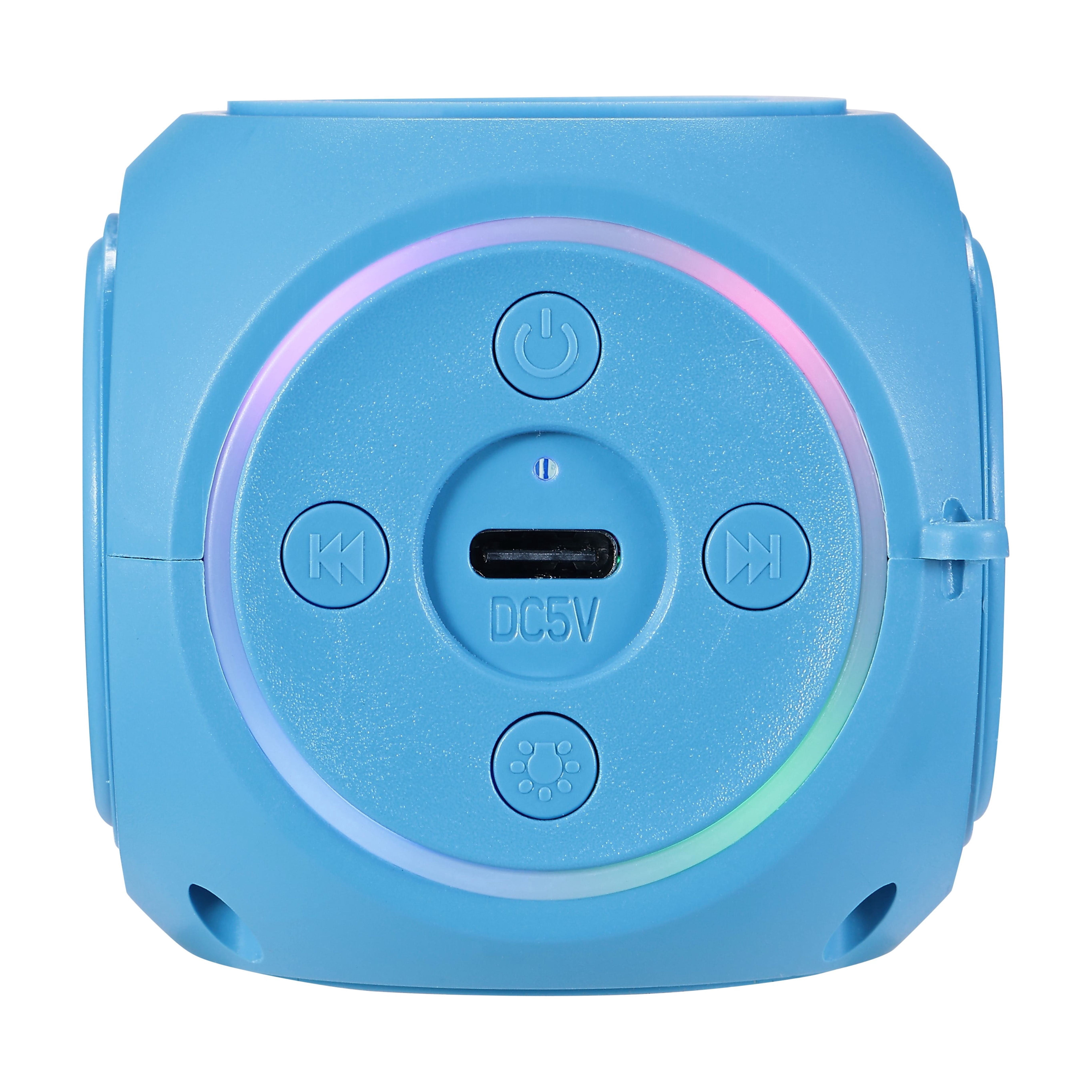 Incipio SpinBeats Wireless Bluetooth Speaker Portable Mini Speaker with RGB Lights, Spinning Top Design, Compact Pocket Size, Loud Clear Sound for Phone, Tablet, Laptop, Travel LED Speaker-Blue