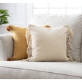 thumbnail image 2 of Chanasya Natural Cotton Solid Color Creme and Golden Throw Pillow Covers with Fringe and Tassel 2 Piece Set - Modern Decorative Home Décor for Bed, Couch, Patio and Outdoor (18x18 Inches), 2 of 6