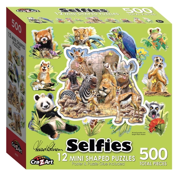 Cra-Z-Art Multi-Shaped 500-Piece Jungle Selfies Jigsaw Puzzle