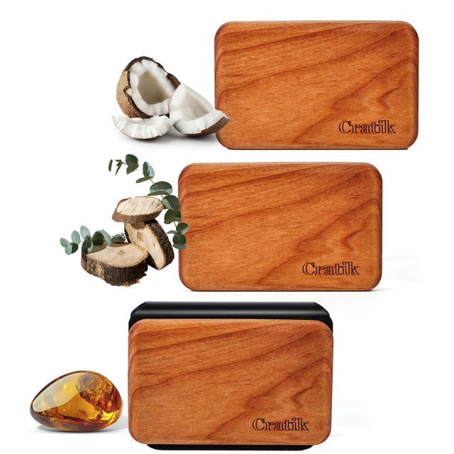 Ambientador para auto CRATIK de madera con clip para visera, 3 aromas