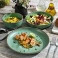 thumbnail image 2 of Gibson Home Rockabye 12 Piece Double Bowl Melamine Dinnerware Set, Matte Green, 2 of 5