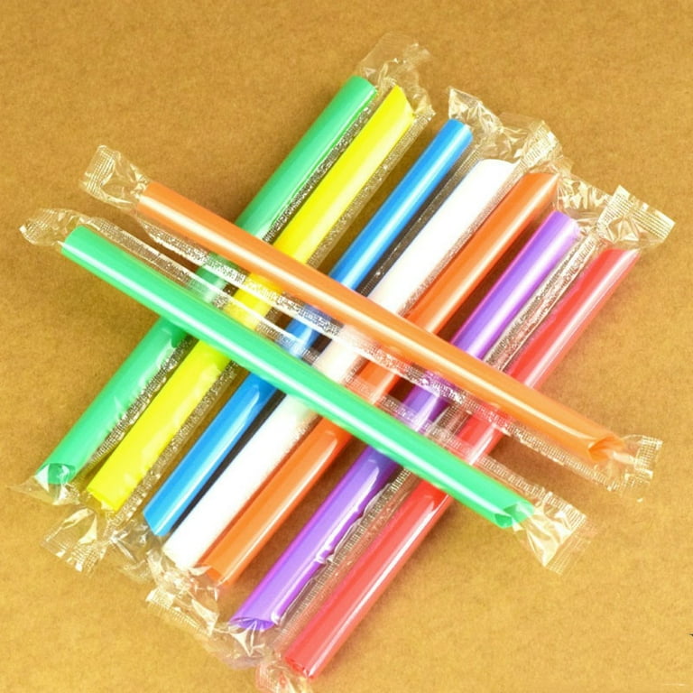 Jumbo Smoothie Straws Boba Straws,100 Pcs Individually Wrapped Multi Colors  Disposable Plastic Large Wide-mouthed Milkshake Bubble Tea Drinking Glass  Cups Straw(0.43 Diameter and 9.45 long) 