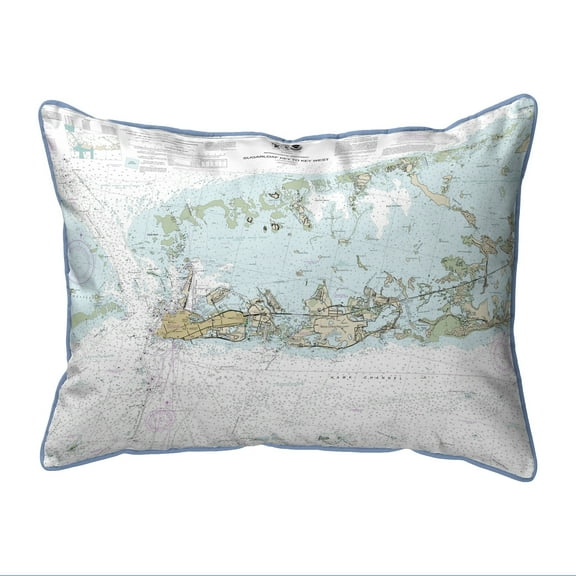 Betsy Drake HJ11446K Sugarloaf Key to Key West, FL Nautical Map Large Corded Indoor & Outdoor Pillow - 16 x 20 in.