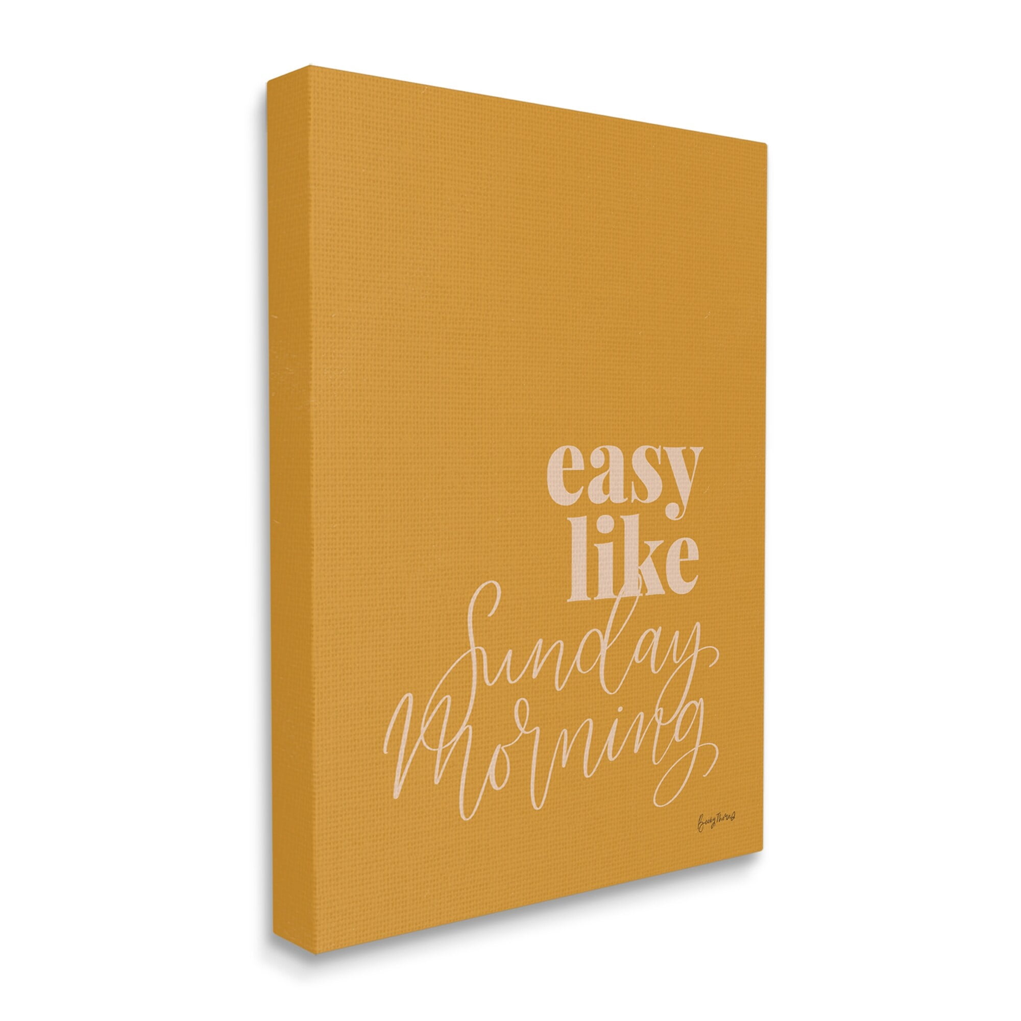 Stupell Industries Easy Like Sunday Morning Phrase Minimal Orange Pink, 36 x 48,Design by Becky Thorns