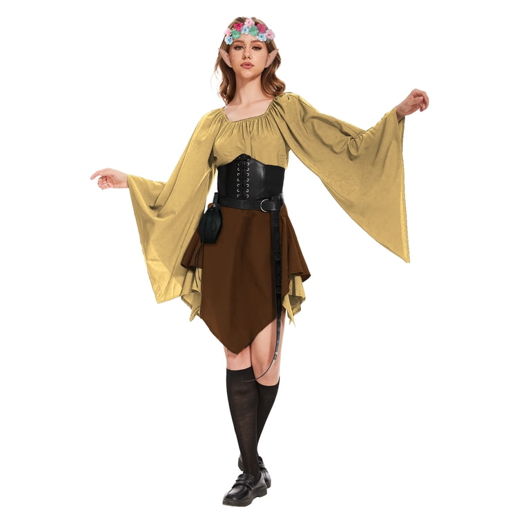 traditional irish dress women Mythrojan Medieval Women's Renaissance Celtic Overdress Adult Costume, Chemise with Over Dress Medieval Renaissance Costume medieval reenactments The Irish Dress and Gaelic