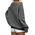 thumbnail image 2 of Wevis Women's Off Shoulder Long Sleeve Knit Tops Loose Casual Pullover With Front Pocket, 2 of 5