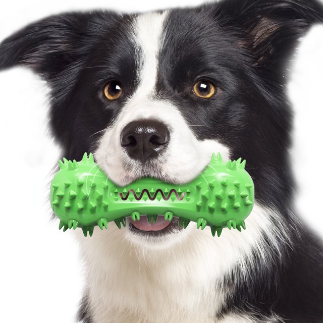 Cepillo de dientes para perros, juguete para masticar para perros, cepillo de dientes de goma resistente a las mordeduras para perros pequeños y medianos (verde) oso de fresa Electrónica