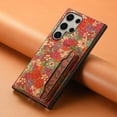 thumbnail image 5 of for Samsung Galaxy S24 Ultra Luxury Premium PU Leather + TPU Case with 3 Card Slots, Kickstand Back Case Floral Pattern Skin-Friendly Shock-resistance Cover for Samsung Galaxy S24 Ultra, Summer, 5 of 6
